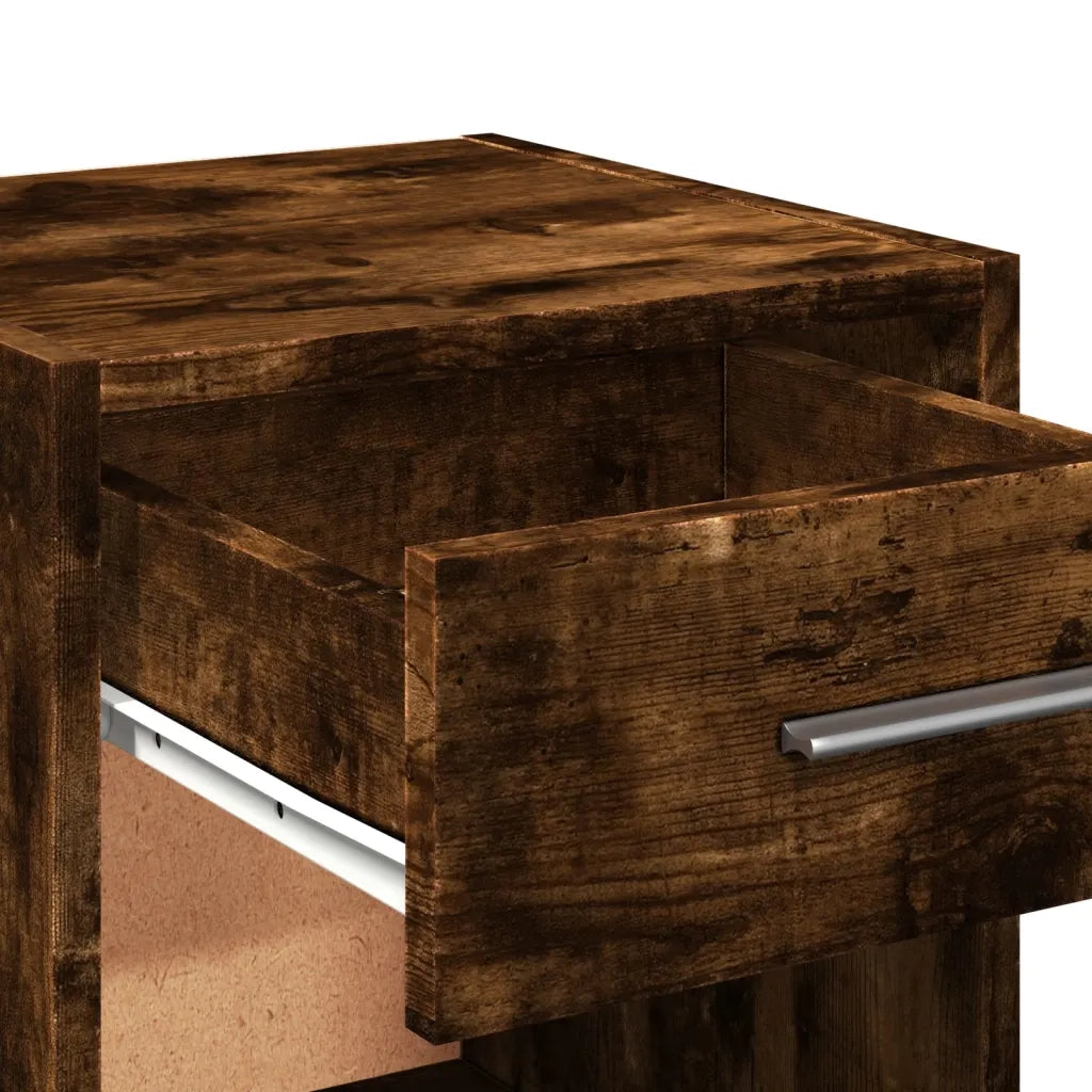Set di 2 Comodini | Armadio da Notte | Mobiletto da notte Rovere Fumo 35x34x65 cm in Legno Multistrato