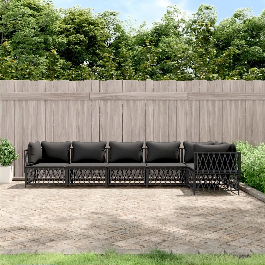 Set Salotto da Giardino 6 pz con Cuscini in Acciaio Antracitecod mxl 76606