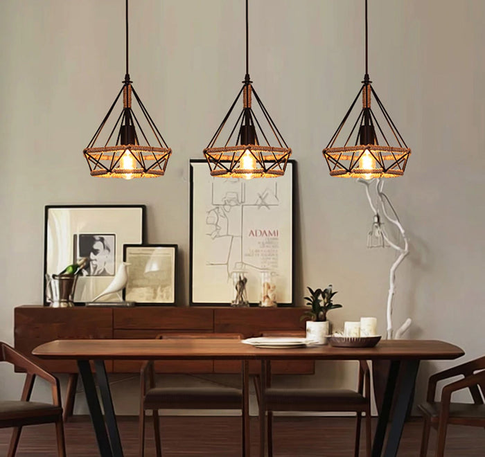 Lampada Da Soffitto Geometrico Pensile In Stile Loft Corda APP678-1CP