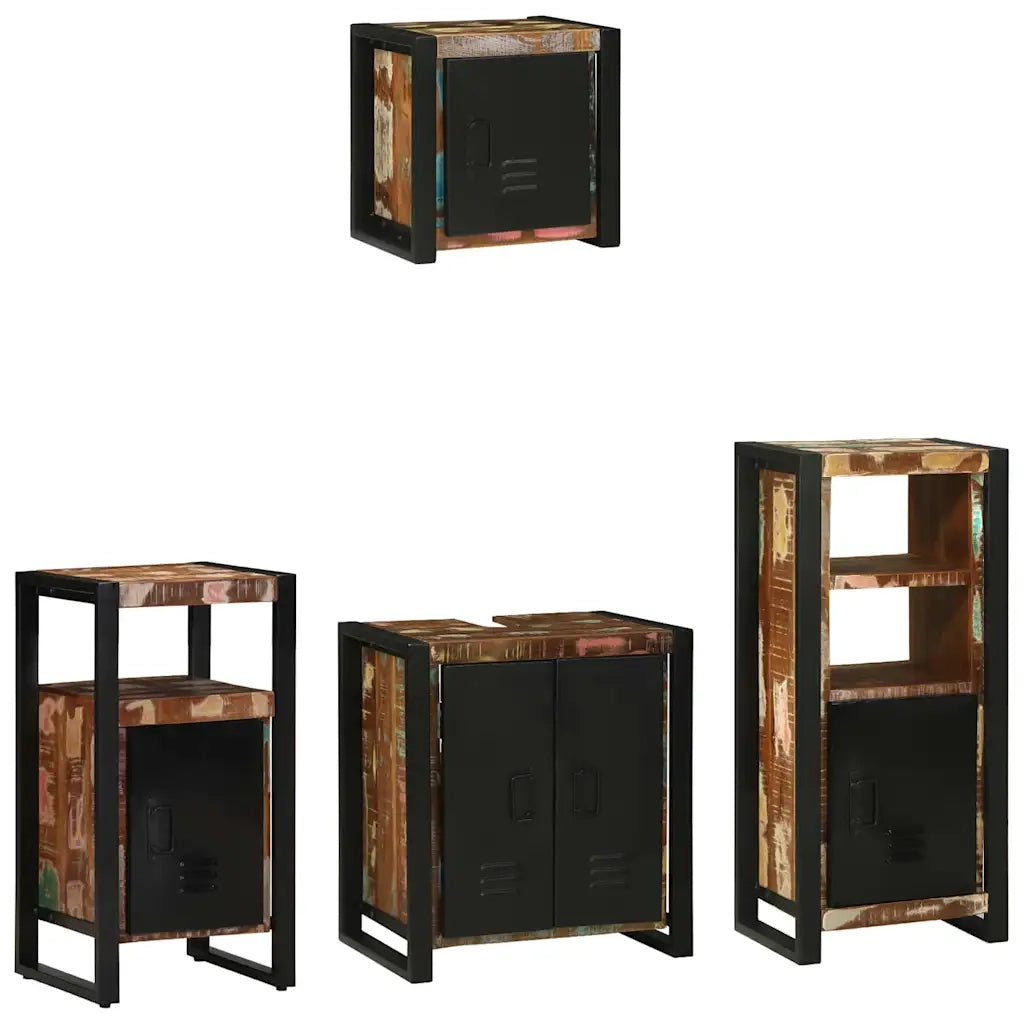 Set di mobili per il bagno 4 pcs Legno Recuperato Massello