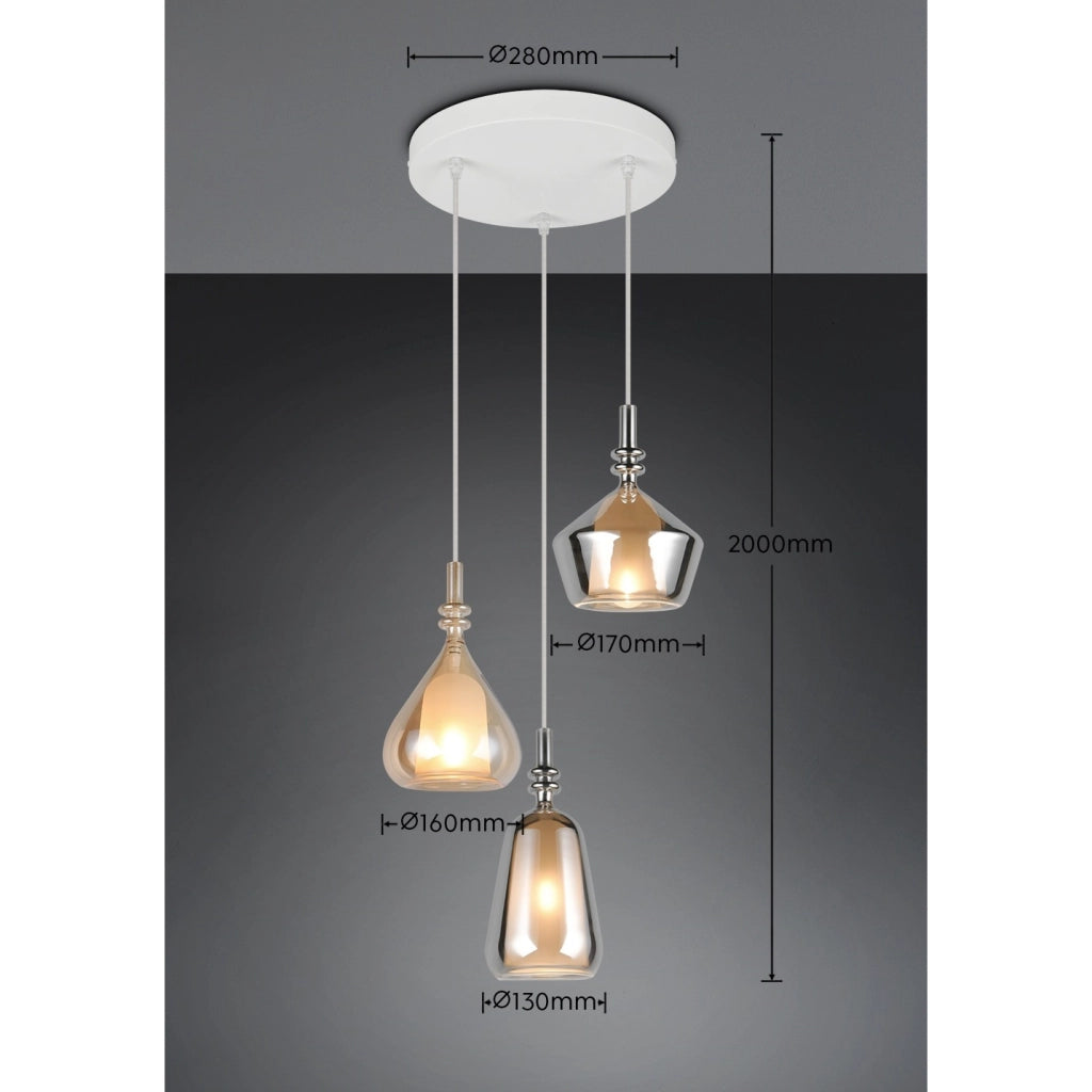 LAMPADARIO 3XE14 ALDEA D.30CM BIANCO/CROMO