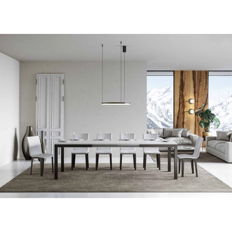 Tavolo allungabile 90x120/380 cm Everyday Evolution telaio Antracite - Bianco Frassino