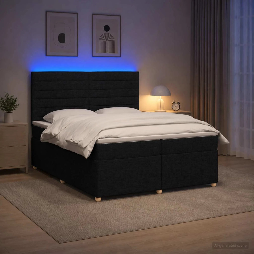 Letto box spring con materasso Nero 200 x 200 cm Tessuto 3455422