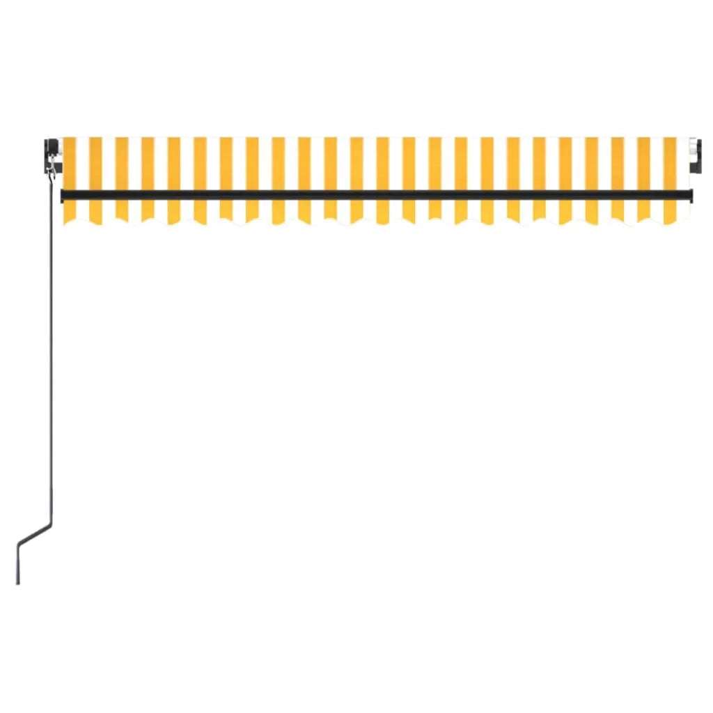 Tenda da Sole Retrattile Manuale LED 400x350 cm Giallo Bianco 3069183