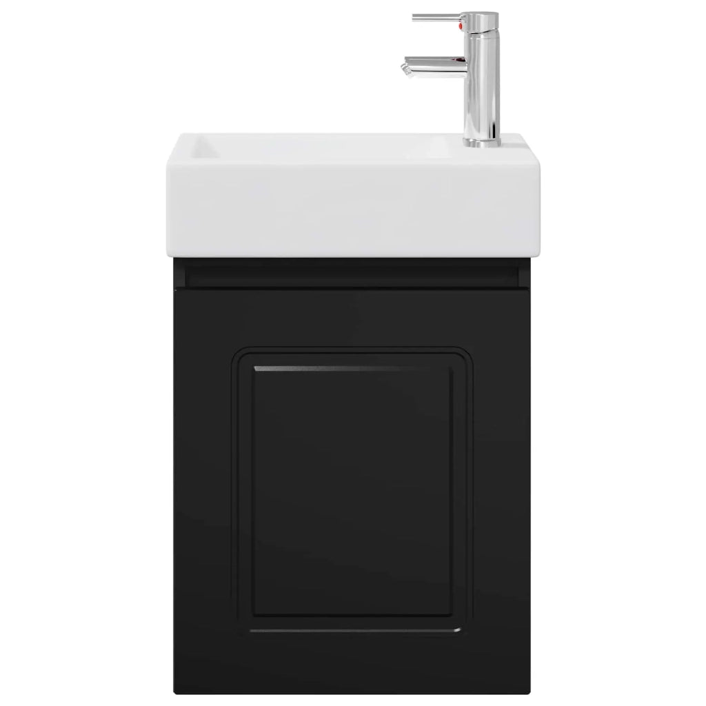 Mobile bagno con rubinetto Nero 45,5 x 22,5 x 84 cm 889472