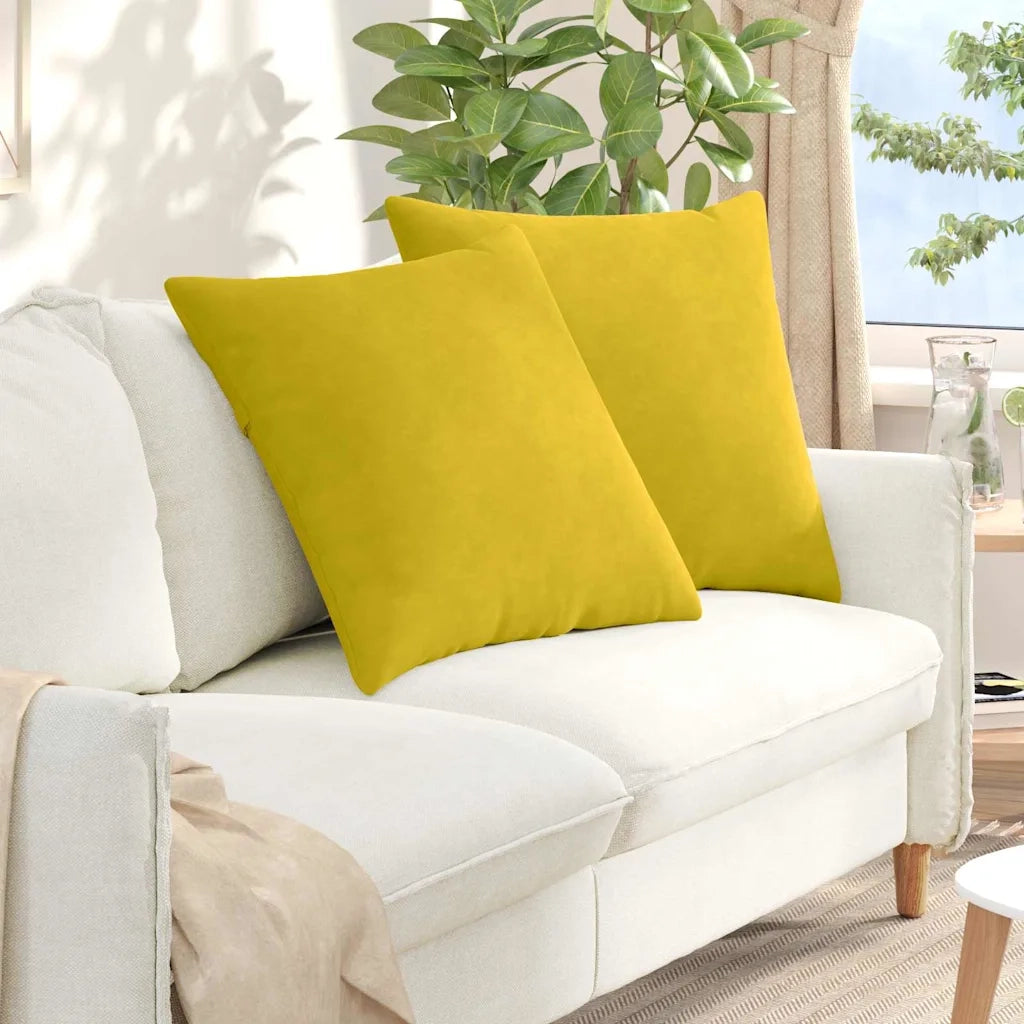 Cuscini da Divano 2 pz-Set di 2 Cuscini per Sofa Giallo 80 x 80 cm Tessuto in Cords