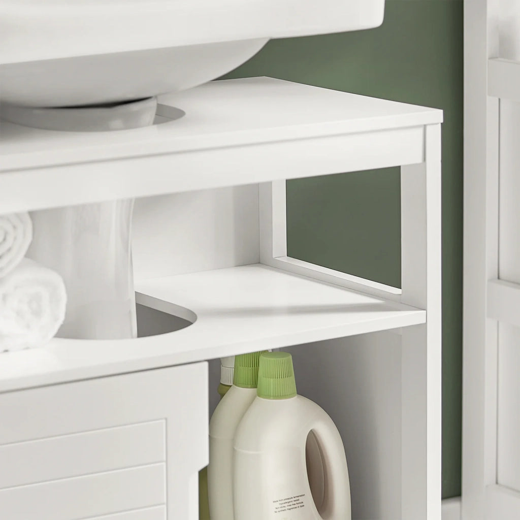 Mobile Sottolavabo Per Bagno con Poggiapiedi Sottolavabo Bagno Mobile Bagno Sottolavabo Bianco FRG128-II-W