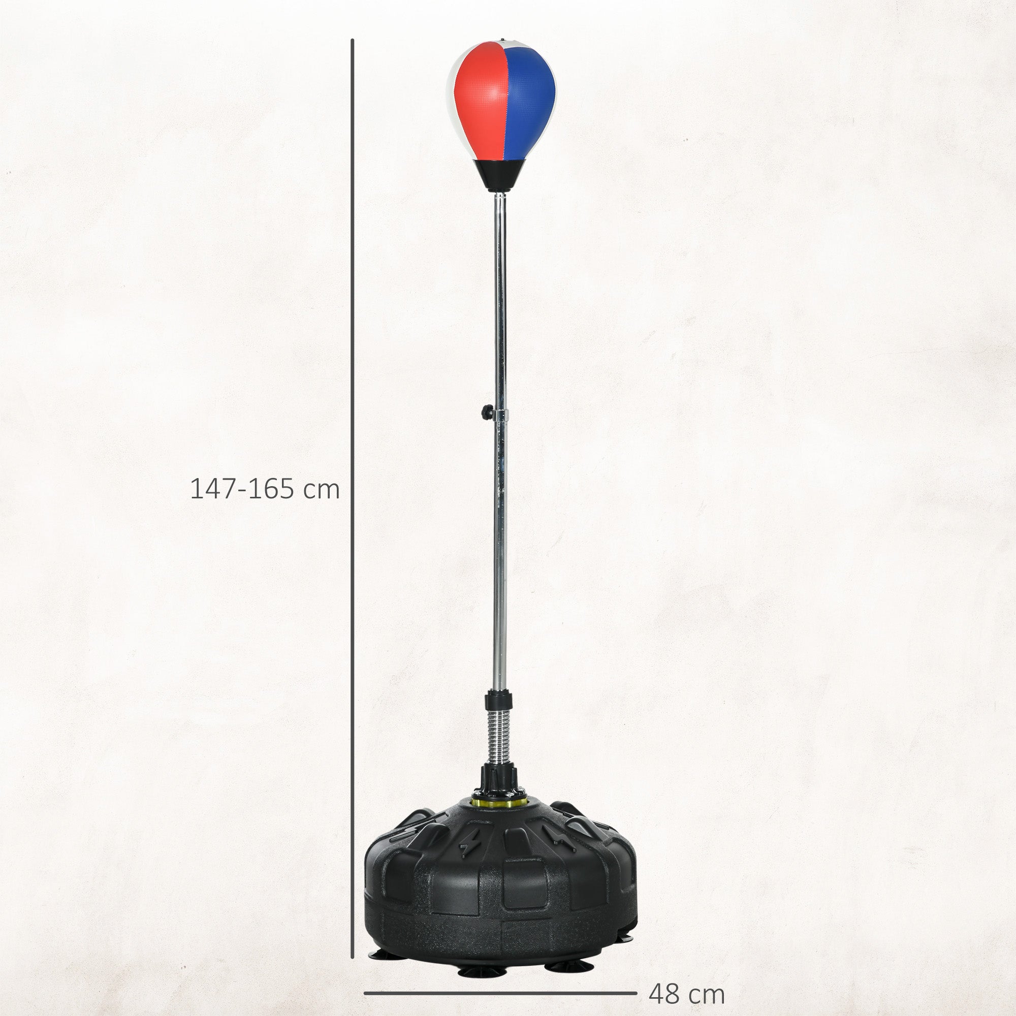 Punching Ball da Terra 147-165 cm con Base Riempibile e Ventose in PU e Plastica Nero