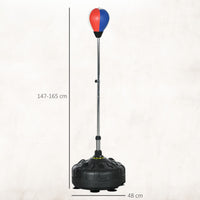 Punching Ball da Terra 147-165 cm con Base Riempibile e Ventose in PU e Plastica Nero