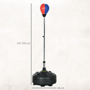 Punching Ball da Terra 147-165 cm con Base Riempibile e Ventose in PU e Plastica Nero