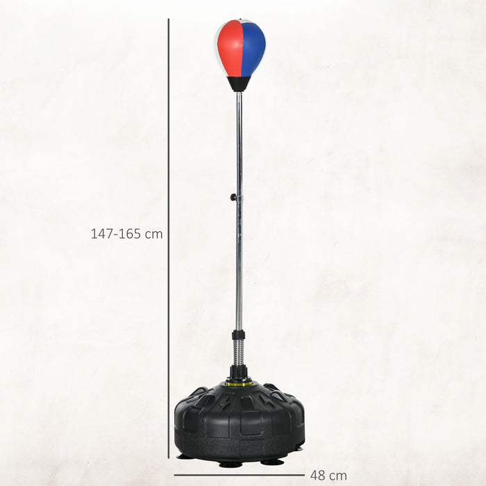 Punching Ball da Terra 147-165 cm con Base Riempibile e Ventose in PU e Plastica Nero
