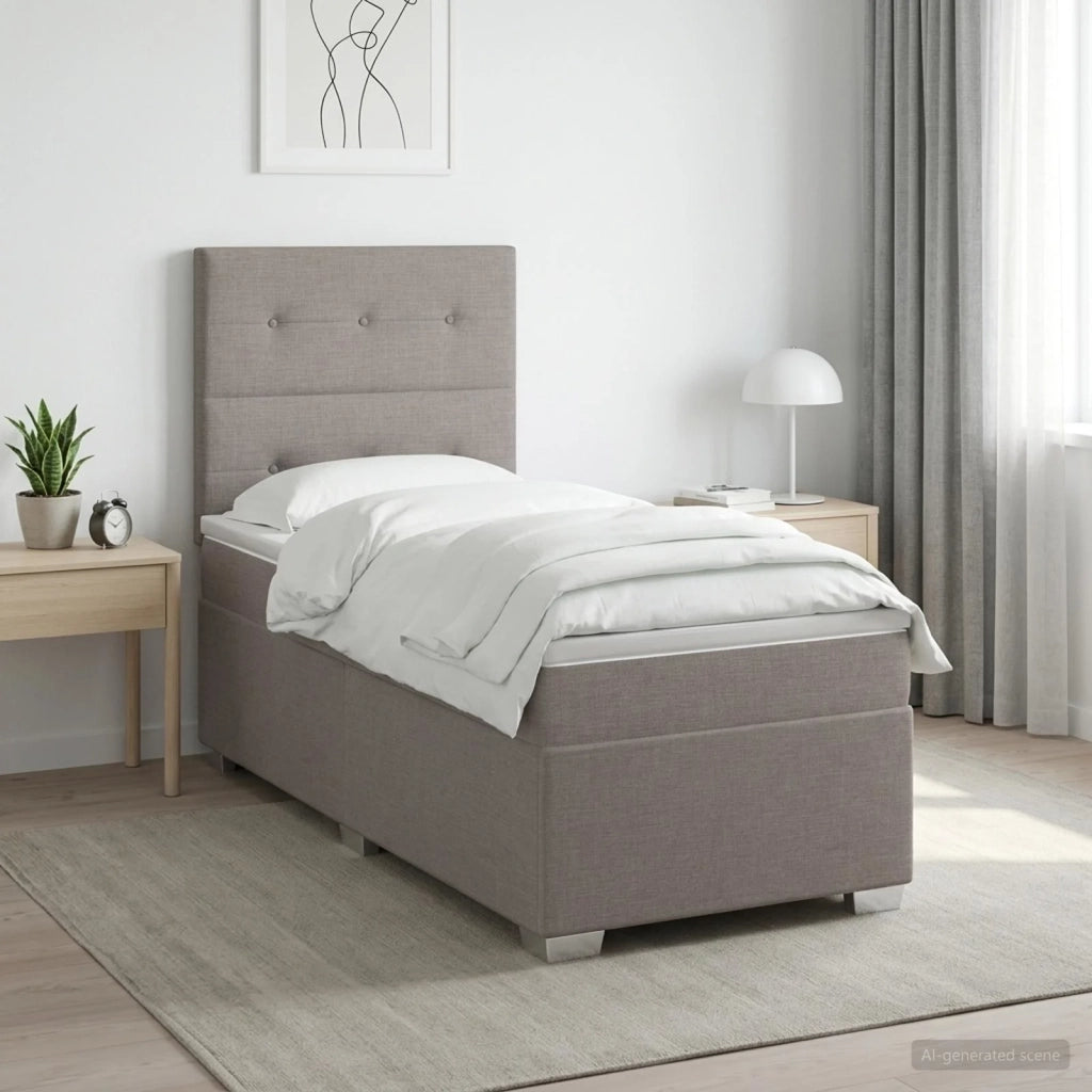 Letto box spring con materasso Tortora 90 x 190 cm Tessuto 3453301