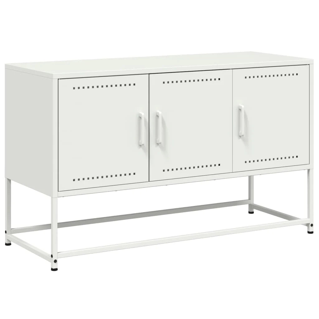 Mobile TV multimediale mensola TV credenza TV per sala da pranzo soggiorno camera da letto 100,5 x 39 x 60,5 cm acciaio bianco 02_0025547