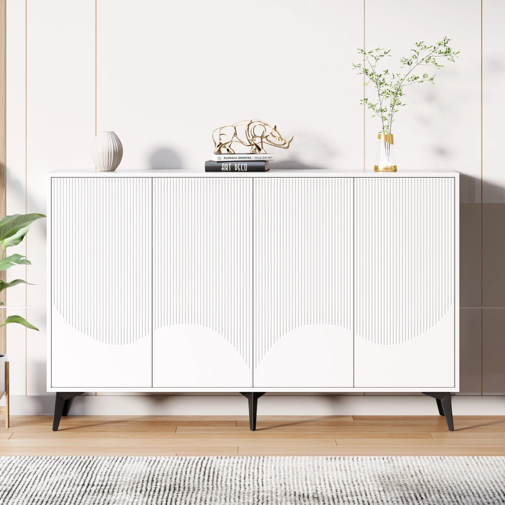 SIDEBOARD 160x35x100 cm Bianco in Truciolare e Metallo con 4 ante
