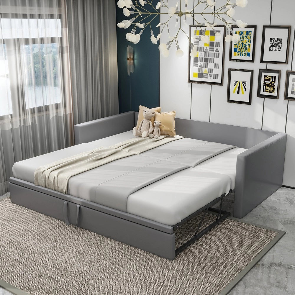 Letto Estraibile Matrimoniale Imbottito in Velluto ¨C MINIMAL ¨C Grigio 90x200/180x200