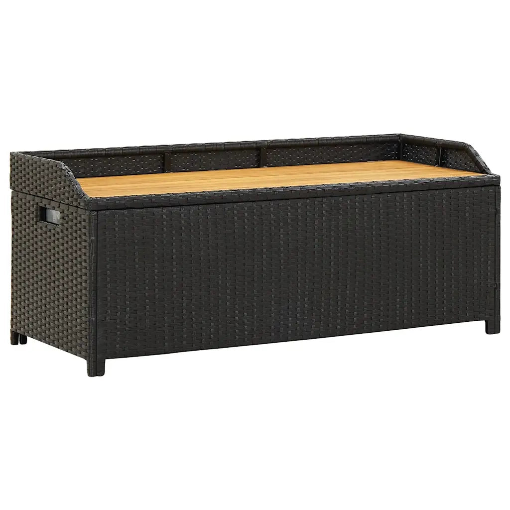 Panca da Giardino con Vano Portaoggetti 120 cm Polyrattan Nera
