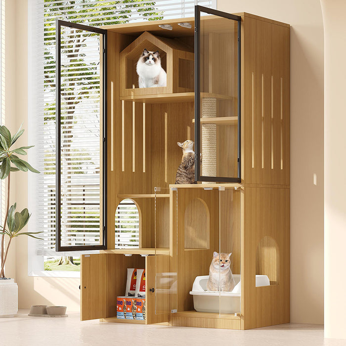 Villa per gatti 4 piani - Xylo - 90x50x160cm acero giallo