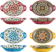 Set di 4 - Grande vaschetta per verdure/frutta - Porcellana - Colori vivaci - Maniglie