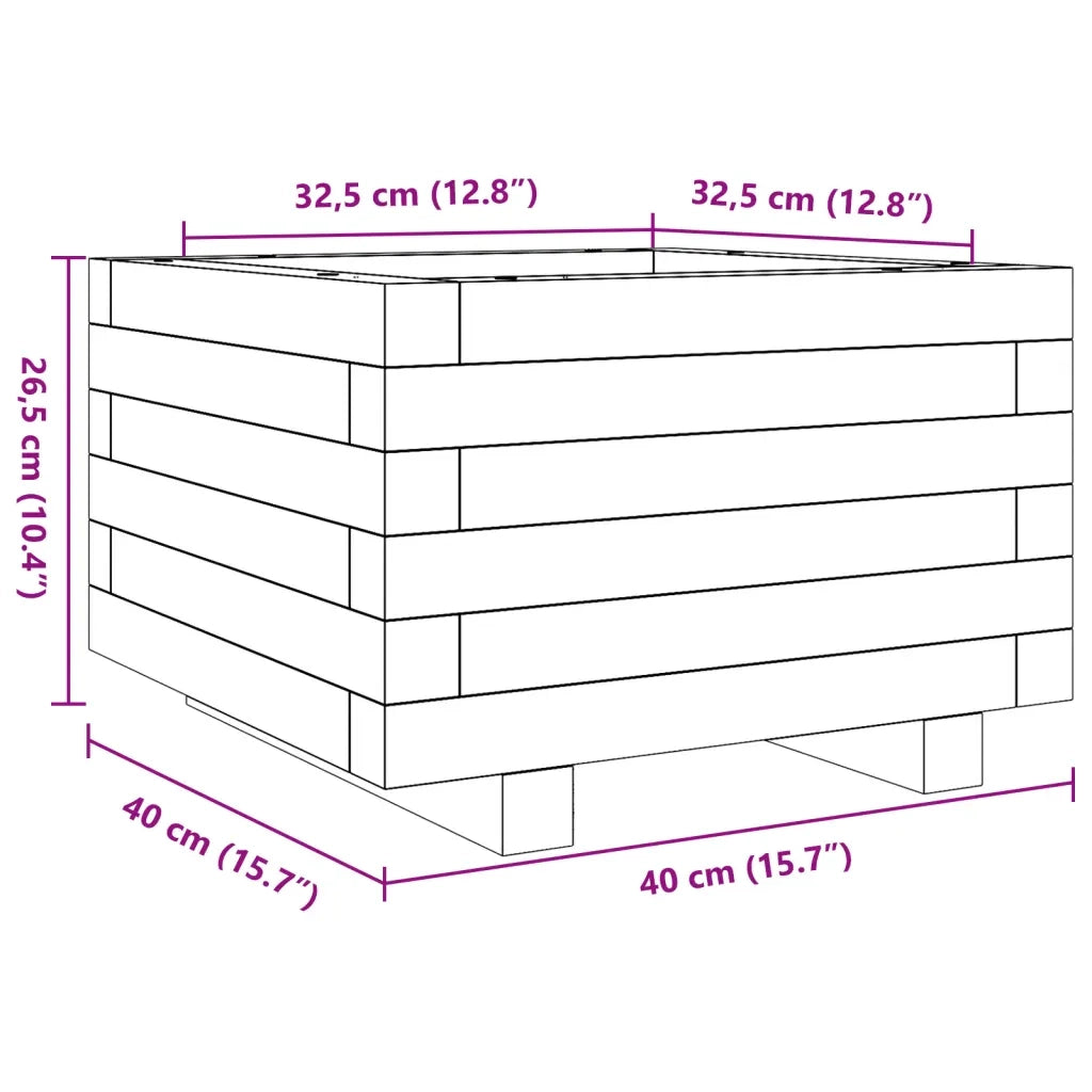 Fioriera | Cassetta per fiori | Vaso da Giardino 40x40x26,5 cm in Legno Massello di Douglas