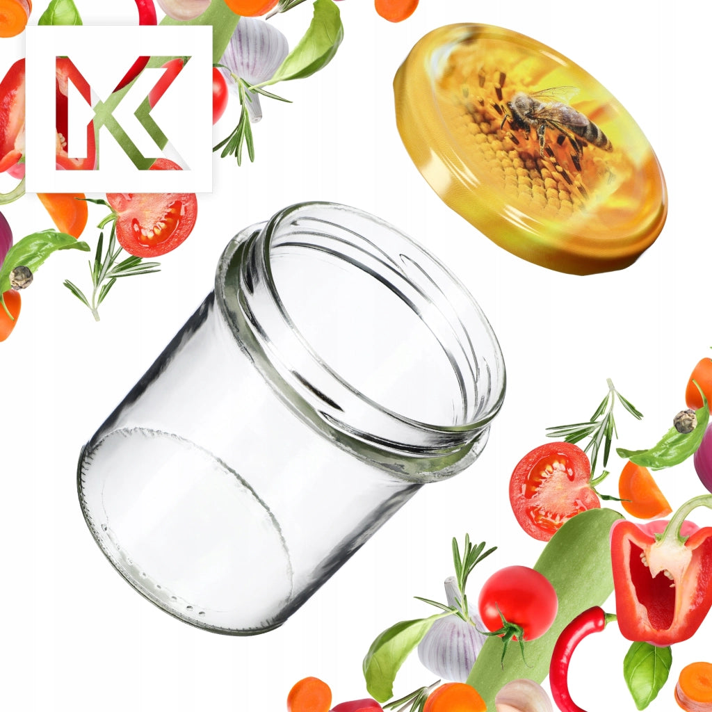Barattoli di vetro KADAX Avila 350ml 50pz 82mm + coperchio "Ape"