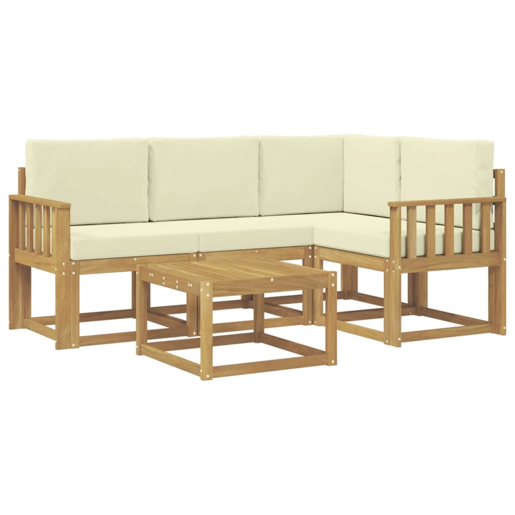 Set di divani da esterno 5 pz Bianco e Crema 3387589
