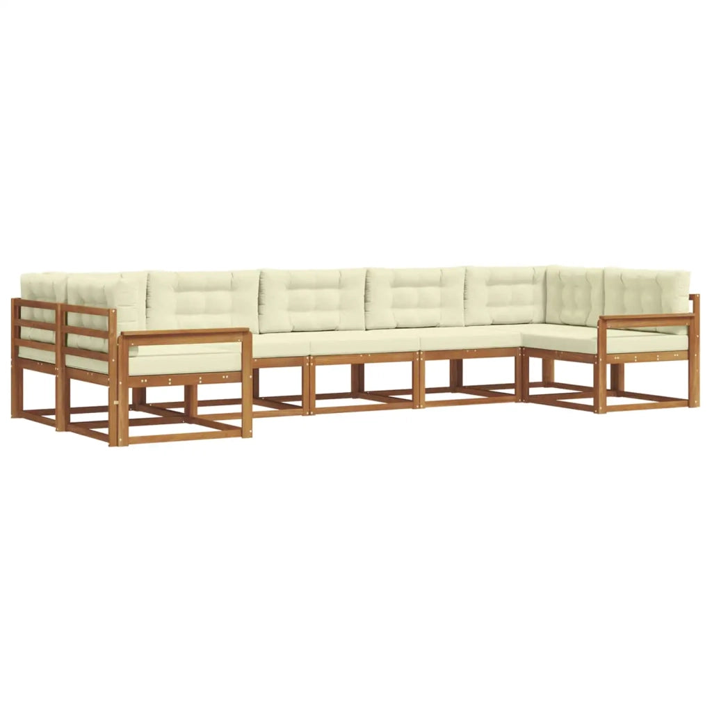 Set di divani da esterno con cuscino 7 pcs Naturale e Crema