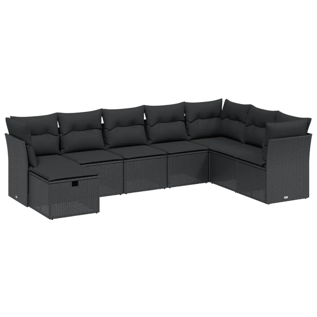 Set Divani da Giardino con Cuscini 8 pz Nero in Polyrattancod mxl 115759