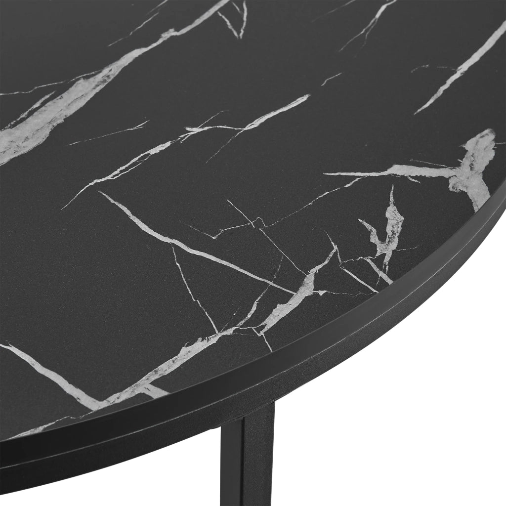 Tavolino rotondo per soggiorno 45 x 80 cm marmo nero / nero 03_0008497