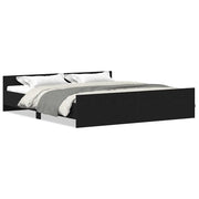 Letto matrimoniale | Letto per adulti | Struttura letto senza materasso in rovere nero 180x200 cm in legno composito