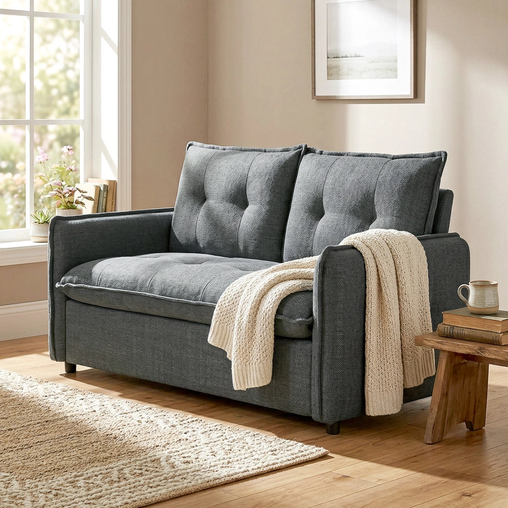 Divano 2 posti ¨C zephmum ¨C tessuto lino grigio scuro 131 cm