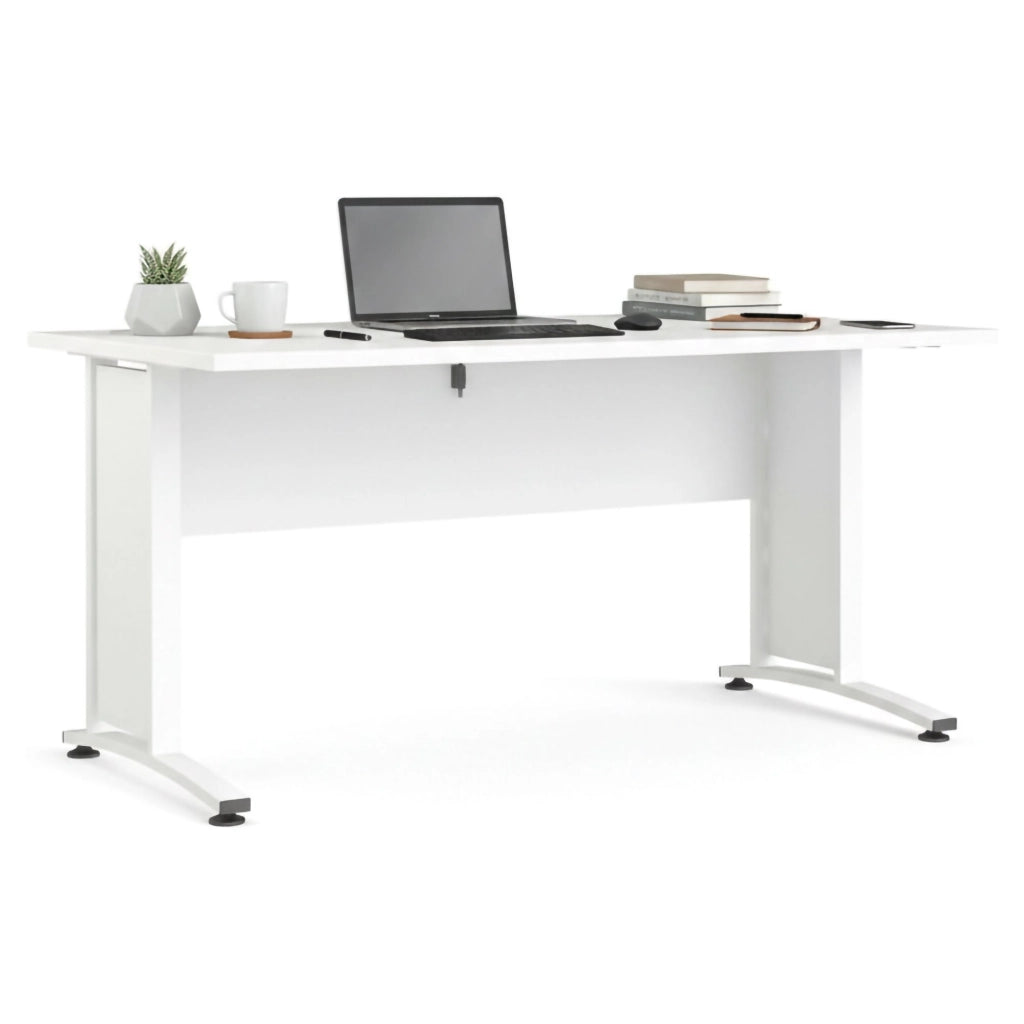 Scrivania Ascorbato, Scrittoio multiuso, Tavolo per ufficio porta PC, Piano di lavoro, 150x80 h75 cm, Bianco