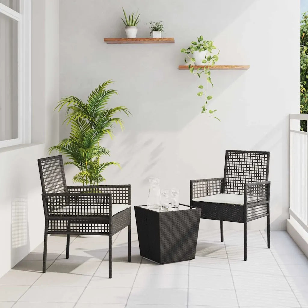 Set Bistro da Giardino 3 pcs Nero polyrattan 3334955