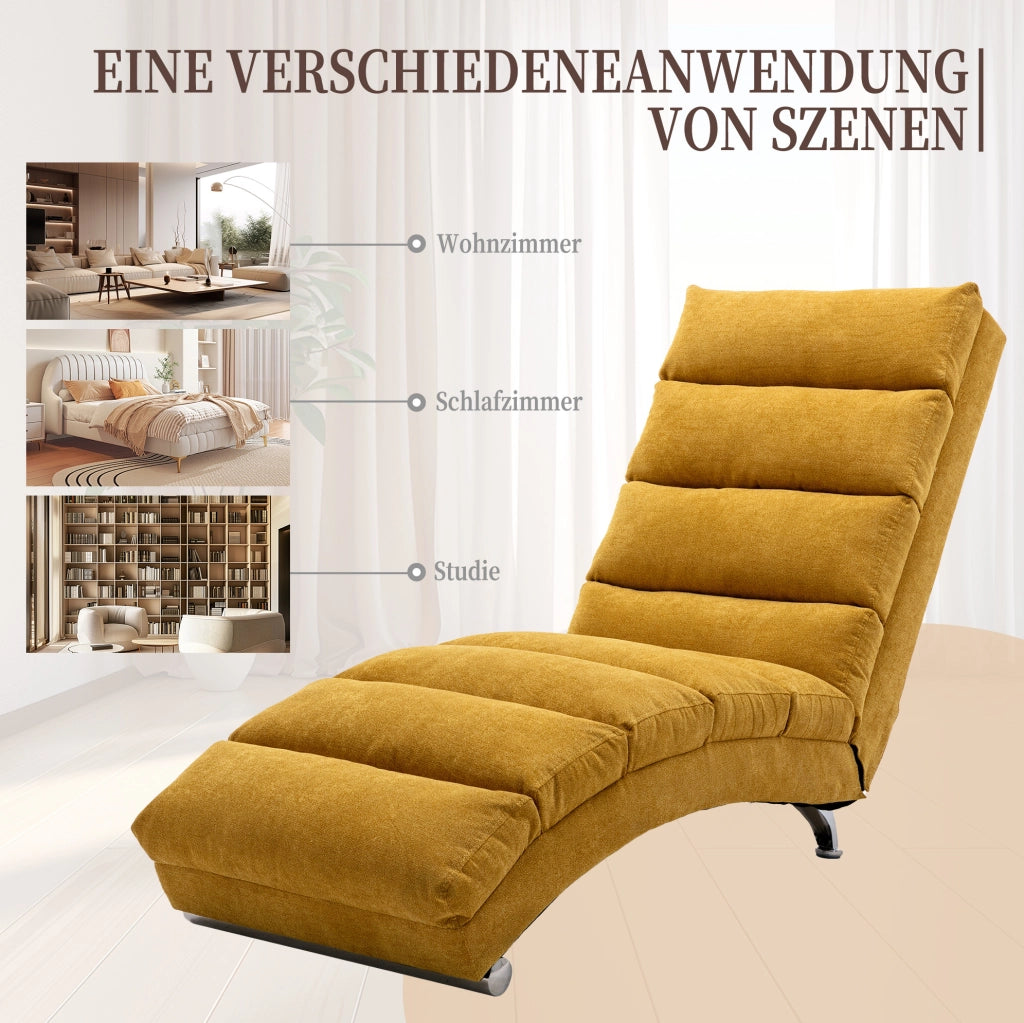 POLTRONA Relax massaggiante 55x148x84 cm in lino giallo senape