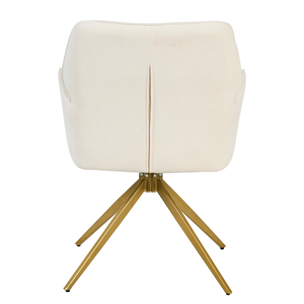 Sedia da Pranzo Girevole Set 2 ¨C MINIMAL ¨C Velluto Crema, Gambe in Metallo