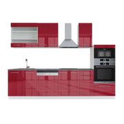 Cucina componibile Fame-Line Bordeaux lucido/Bianco 300 cm con armadio alto, PL Antracite Vicco