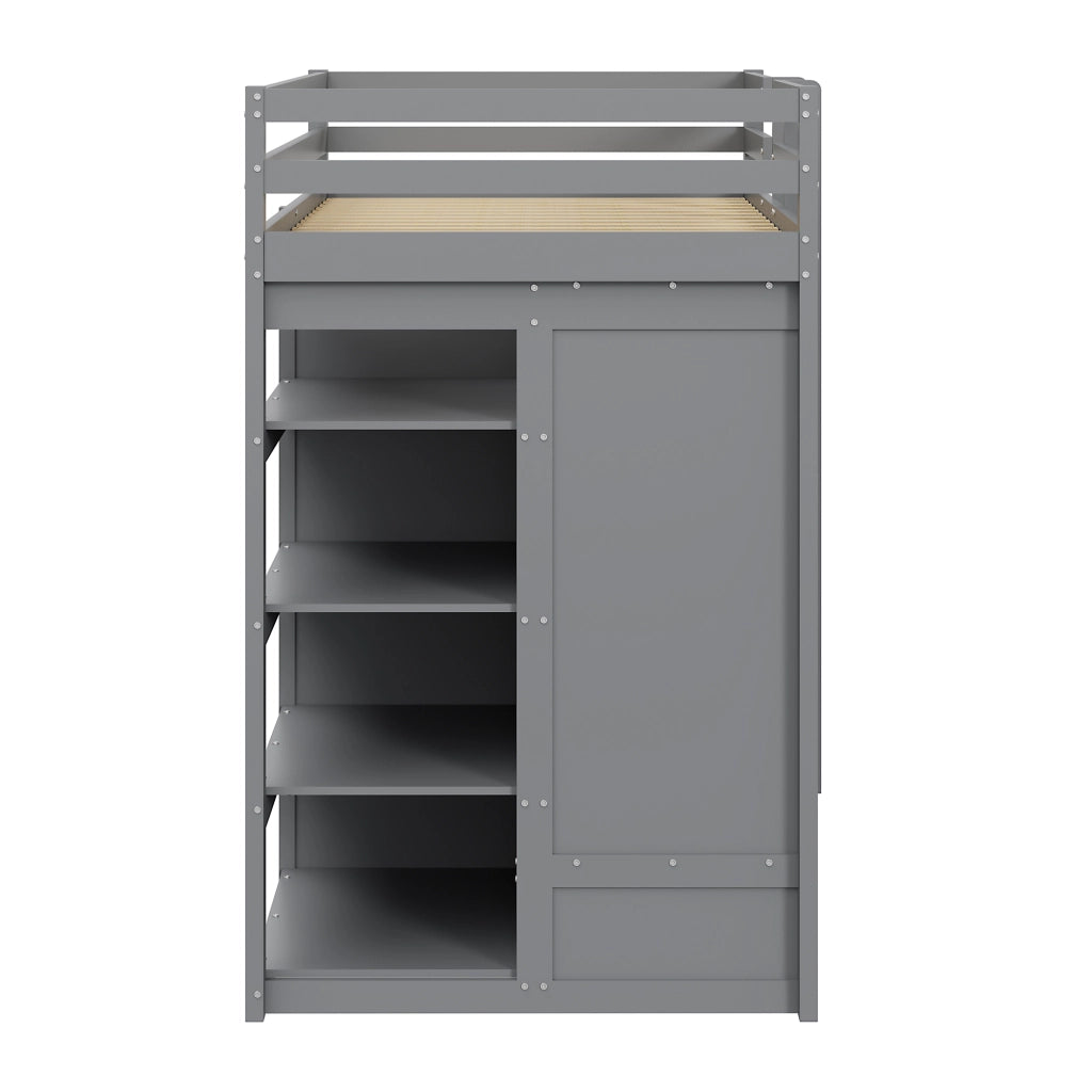 LETTO A CASTELLO con letto estraibile 90x200 cm Legno Grigio