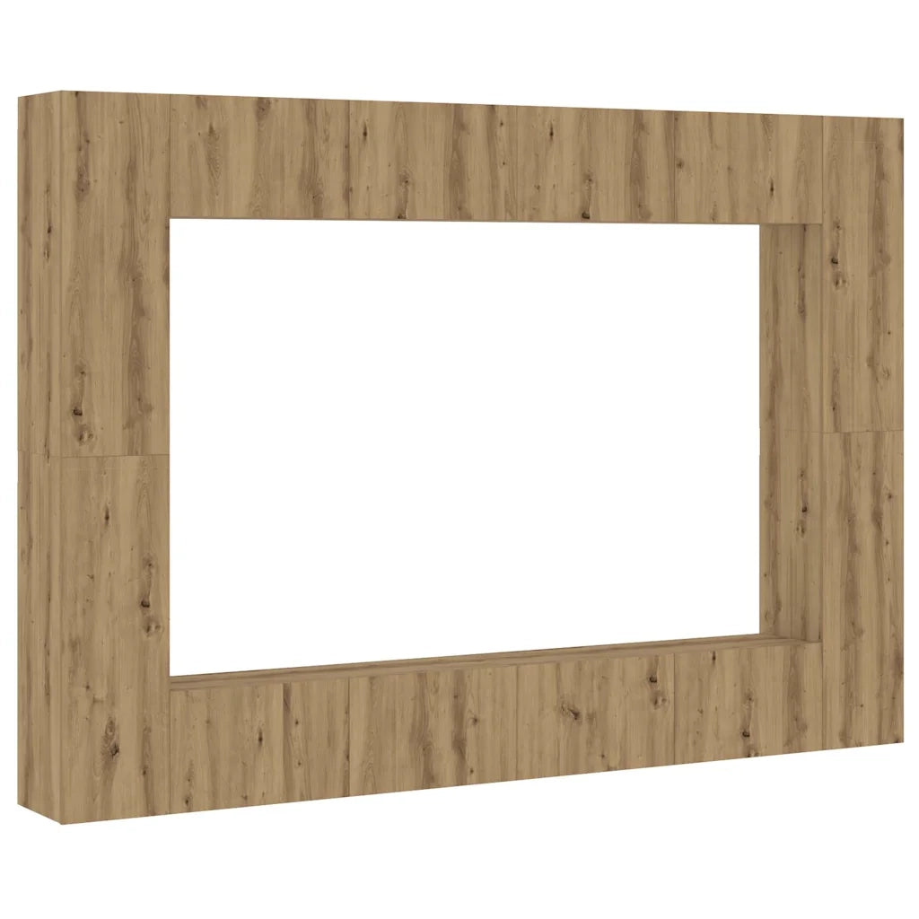 vidaXL Set Mobile TV 8 pz Montato a Parete Rovere in Legno Multistrato