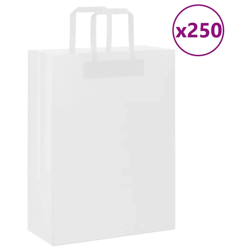 Sacchetti di Carta 250 pz con Manici Bianchi 26x12x35 cm