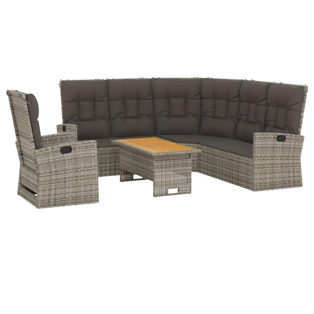 Set Divani da Giardino 3 pz con Cuscini in Polyrattan Grigio 362178