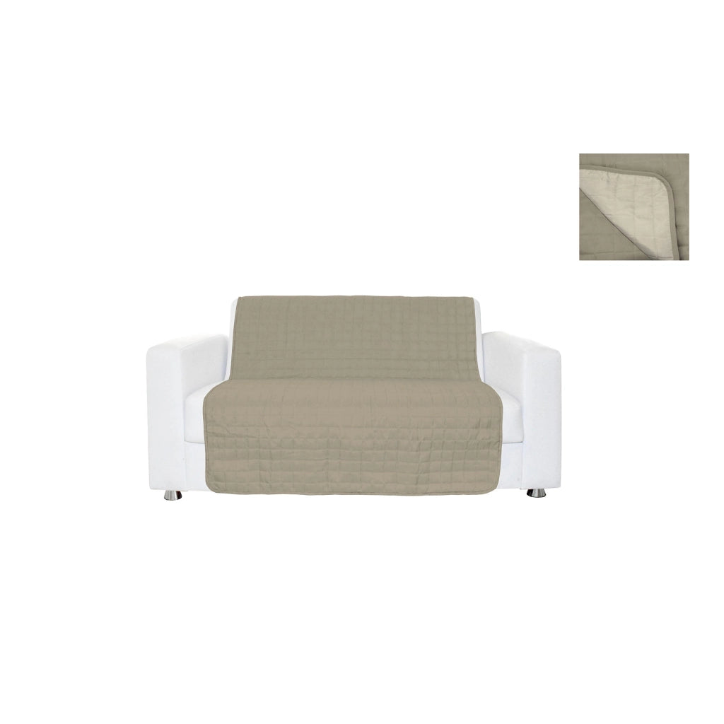 Copridivano a Fascia 3 Posti 175x190 cm in Microfibra Doubleface Tortora/Panna