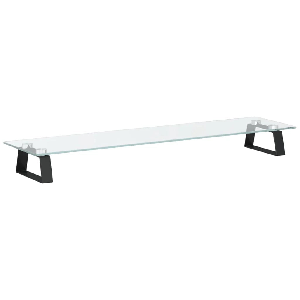 Supporto per monitor mobile da scrivania 80 x 20 x 8 cm vetro temperato e metallo nero 02_0044902