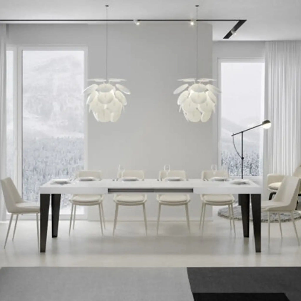Tavolo allungabile 200/460x90 cm Flame Premium colore bianco frassino gambe antracite