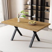Tavolo da pranzo con gambe incrociate, in MDF effetto rovere, per soggiorno e sala da pranzo, 140 × 80 × 76 cm