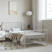 Giroletto con Testiera e Pediera Metallo Bianco 100x190 cm 350943