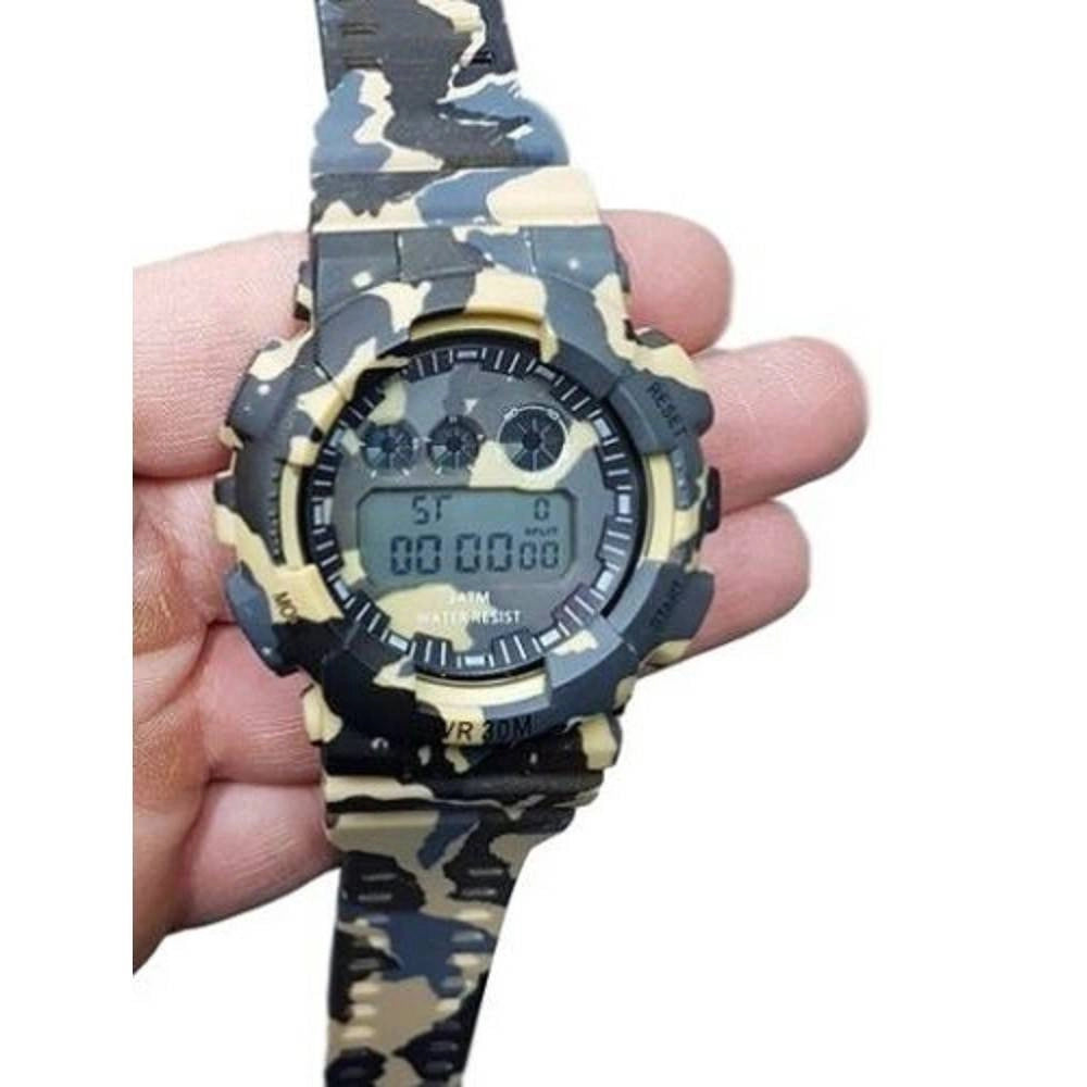 Trade Shop - Orologio Polso Sportivo Zh 7901 Uomo Cronografo Digitale Data Camouflage Beige -