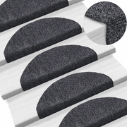Tappetini per scale autoadesivi 15 pz 65x21x4 cm Grigio scuro Semicircolari Grandi 132697