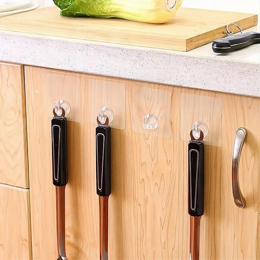 Trade Shop - Gancio Adesivo Trasparente Appendino Per Parete Cucina Bagno Attaccapanni 87754 -