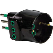 ADATTATORE TRIPLO 16A- 16A BIPASSO +SCHUKO GARANTI - NERO 2P+T- 10 pezzi