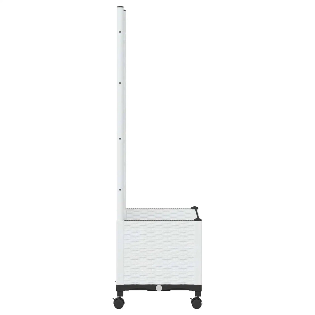 Vaso da giardino con grigliato e ruote Bianco 40 x 40 x 146 cm 3422923