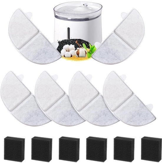 6+6 pezzi di filtri per fonte di acqua per gatti e cani per vaschette da 68oz/2L (modello: WF20, CF20)